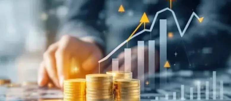 Business growth concept showing stacked gold coins and a rising financial chart, representing cost avoidance vs cost savings.